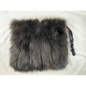 Genuine Mink Fur Muff Hand Warmer Zipper Pocket Coin Purse Wristlet Vintage 40s